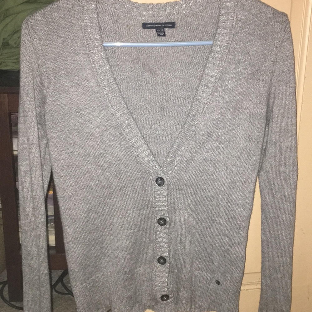 American eagle cartigan grey top